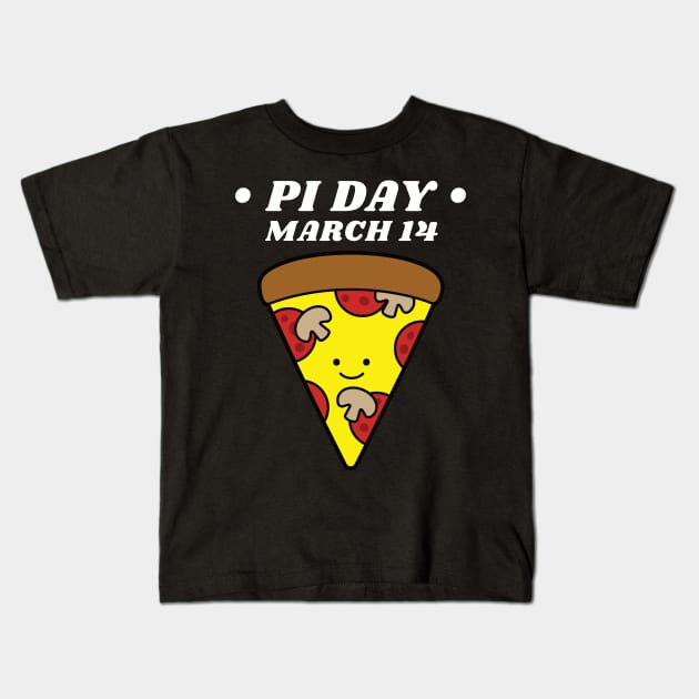 Pi Day March 14 Kawaii Pizza Slice Kids T-Shirt by DPattonPD